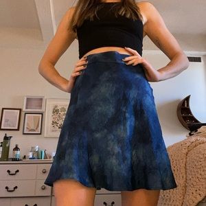 tie dye navy Free People satin skirt